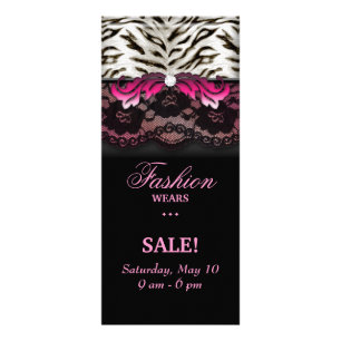 Fashion Zebra Jewellery Lace Sirens Pink Rack Card