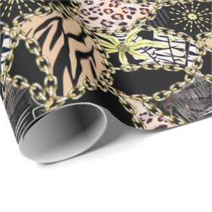 Fashionable, abstract, chains, tiger skin. wrapping paper