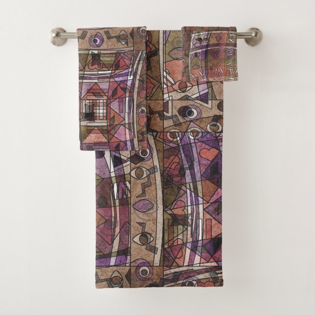 Fashionable African abstract tribal Bath Towel Set (Insitu)