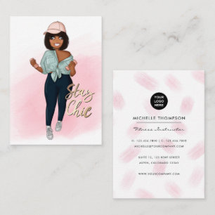 Fashionable Afro Fitness Instructor Girl Business  Business Card