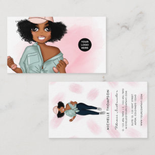 Fashionable Afro Fitness Instructor Girl Business Card