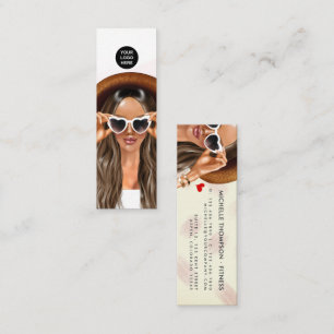Fashionable Afro Fitness Instructor Girl Business  Mini Business Card