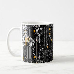 Fashionable and trendy  collage seamless pattern w coffee mug