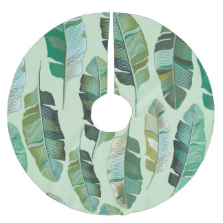 Fashionable Banana Plants Tropical Illustration Brushed Polyester Tree Skirt