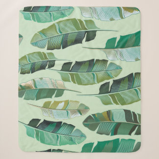 Fashionable Banana Plants Tropical Illustration Sherpa Blanket