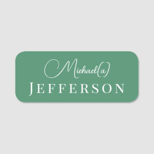 Fashionable Billiard Green Handwritten Minimalist Name Tag