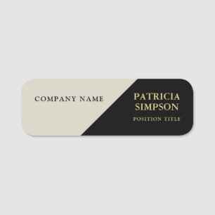 Fashionable Black and Beige Ecru: Sleek and Modern Name Tag