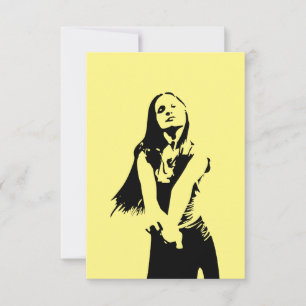 Fashionable Black Dancing Girl Silhouette Card
