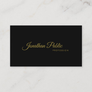 Fashionable Black Gold Calligraphy Script Minimal Business Card