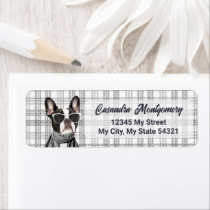 Fashionable Boston Terrier Dog Plaid Address
