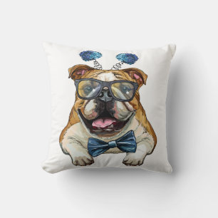 Fashionable Bulldog hipster Cushion