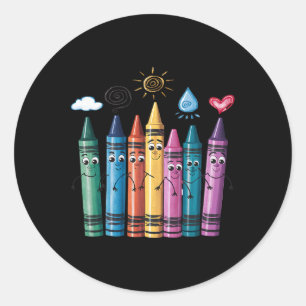 Fashionable Crayon Mood Colour Crayons Friyay Teac Classic Round Sticker