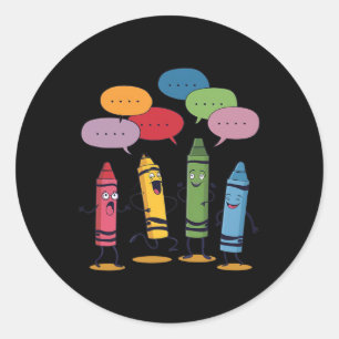 Fashionable Crayon Mood Colour Crayons Teacher Stu Classic Round Sticker