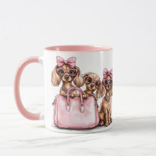 Fashionable Dachshund Dogs Pink Purse Mug