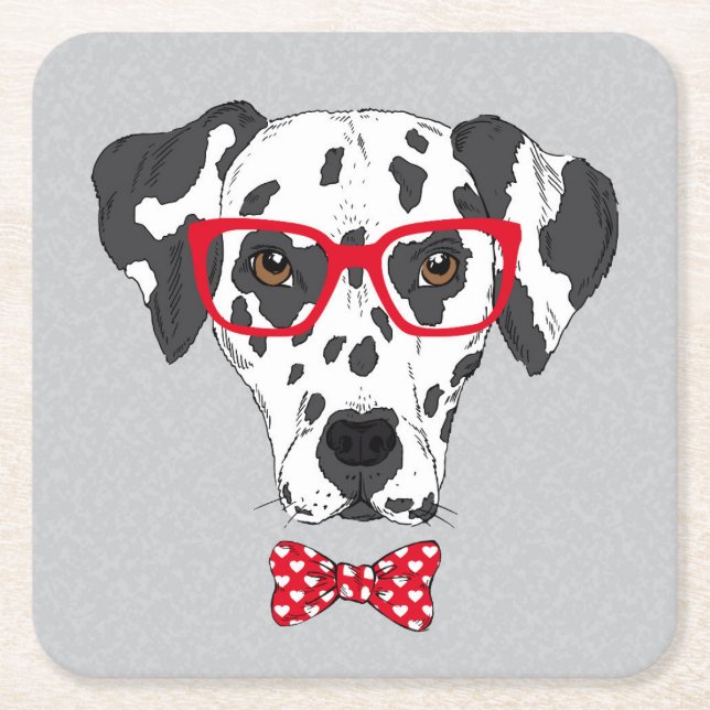 Fashionable Dalmatian Square Paper Coaster (Front)