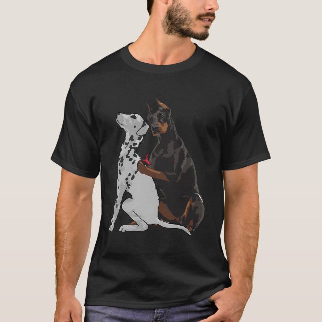 Fashionable Doberman Tattooing Dalmatian Dog T-Shirt (Front)