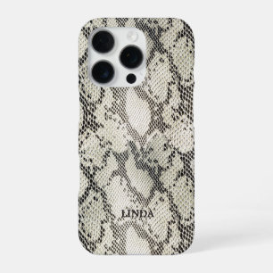 Fashionable Elegant Beige Snake Skin Motif iPhone 16 Pro Case
