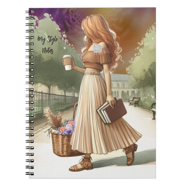 Fashionable Ginger Hair Girl with Booksboo Journal (Front)