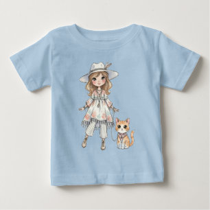 Fashionable girl strolling with her cat baby T-Shirt