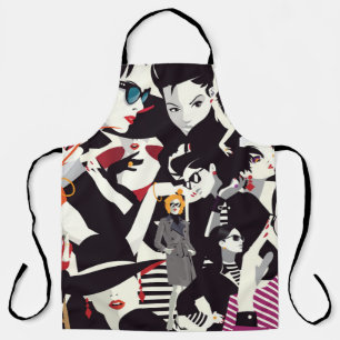 Fashionable girls collage: pop art apron