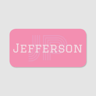 Fashionable Girly Flamingo Pink Modern Monogrammed Name Tag