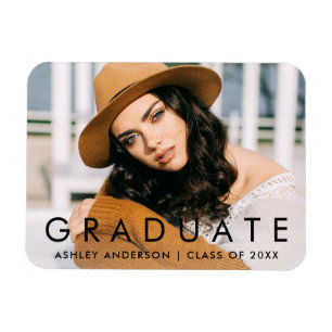 Fashionable Graduation Photo Announcement Magnet