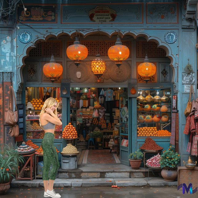 Fashionable Green Denim with Custom Text & Logo Capri Leggings (Creator Uploaded)