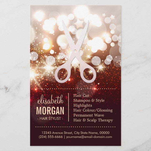 Fashionable Hair Stylist - Gold Glitter Sparkle Flyer (Front)