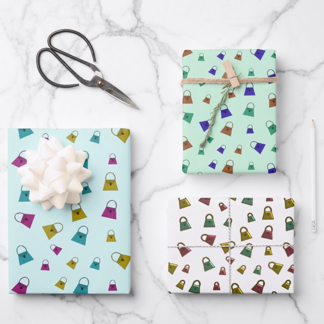 Fashionable Handbags Wrapping Paper Sheets (Front)