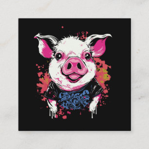 Fashionable hipsta pig graffiti style printable de square business card