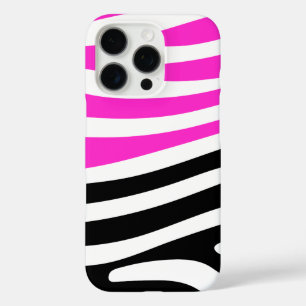 Fashionable Hot Pink and Black Zebra Print iPhone 16 Pro Case