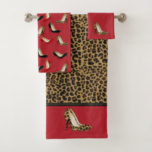 Fashionable Jaguar Stiletto Heels 1 Bath Towel Set
