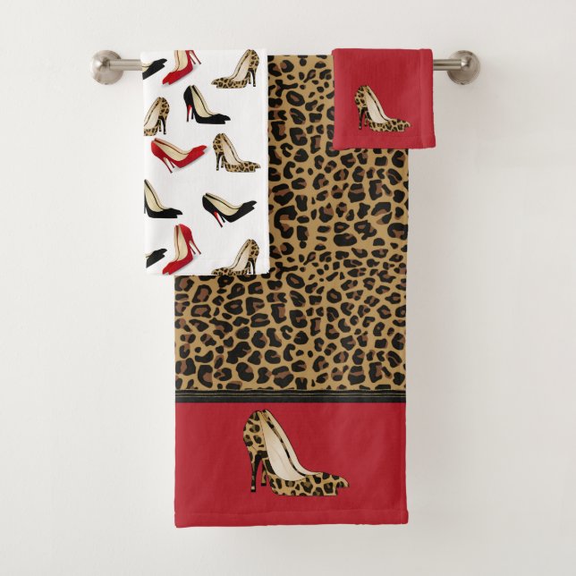 Fashionable Jaguar Stiletto Heels Bath Towel Set (Insitu)
