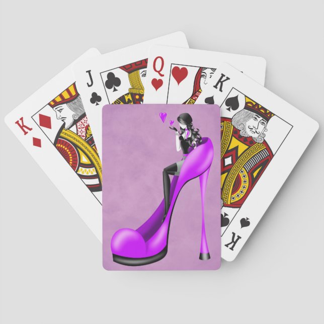 Fashionable Lady in Stiletto Pink Playing Cards (Back)