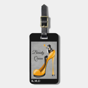 Fashionable Lady in Yellow Stiletto  Luggage Tag