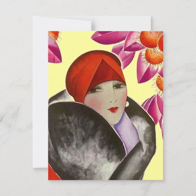 Fashionable Lady Inviation Brunch Afternoon Tea Invitation (Front)