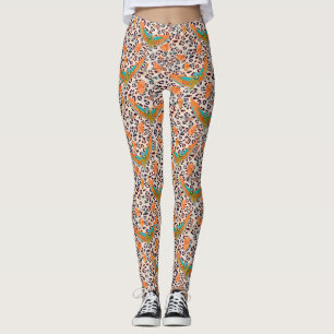 Fashionable leopard print, birds of Paradise Leggings