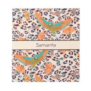 Fashionable leopard print, birds of Paradise Notepad