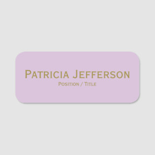 Fashionable Light Lilac & Gold: Girly Professional Name Tag