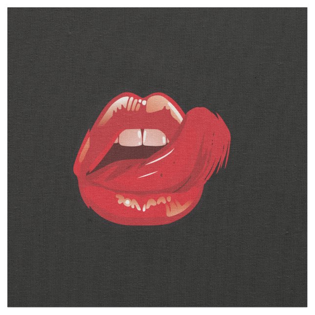 Fashionable lip make-up drawing. Pomade. Funny Fabric (Close Up)