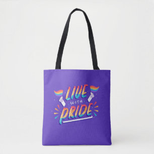 Fashionable Live With Pride Rainbow Flag Gay Tote Bag