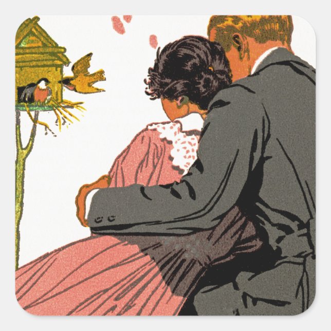 Fashionable Lovers Square Sticker (Front)