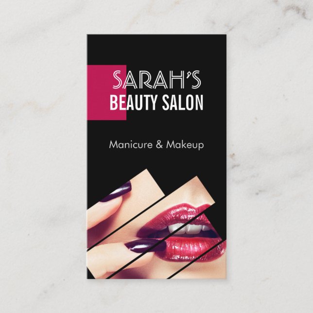 Fashionable Makeup Lips Beauty Salon Boutique Business Card (Front)