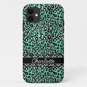 Fashionable Mint Leopard Print and Lace Case-Mate iPhone Case