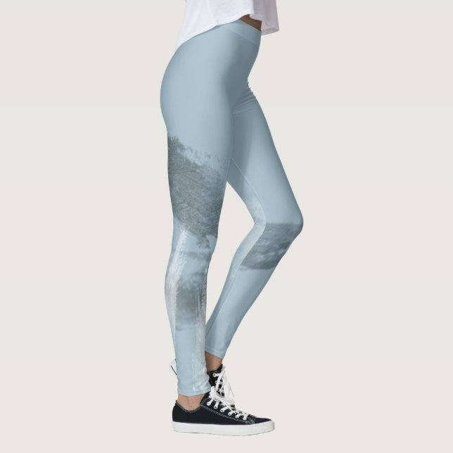 Fashionable Monochrome Urban Graffiti Smear Leggings (Right)