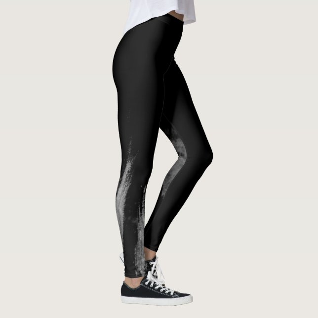 Fashionable Monochrome Urban Graffiti Smear Leggings (Right)