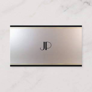 Fashionable Monogram Glamourous Gold Silver Plain Business Card
