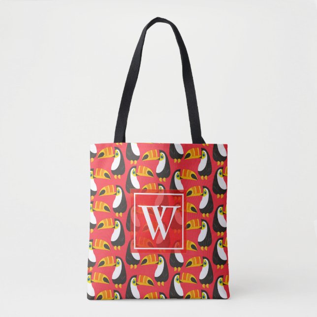 Fashionable Monogram Toucan Tote Bag (Front)