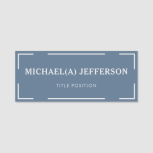 Fashionable Moody Blue & White Unique Professional Name Tag