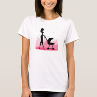 Fashionable Mummy Pushing Baby Carriage